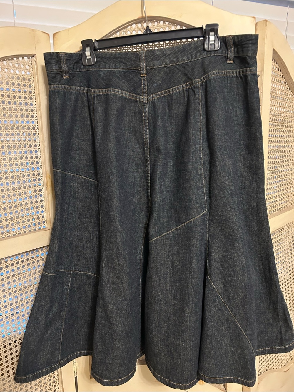 Ralph Lauren Dark Indigo A-Line Patchwork Denim Skirt - Picture 2 of 5
